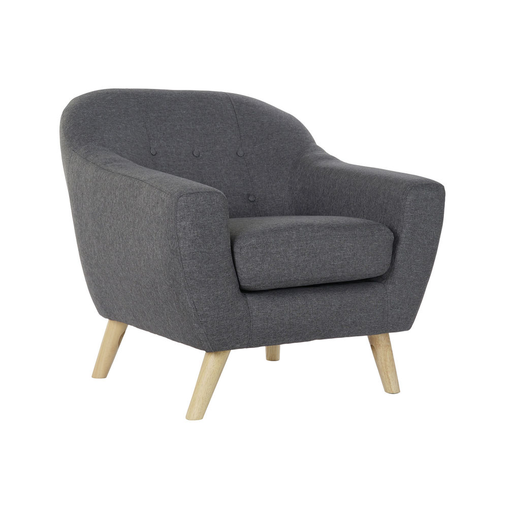 

DKD Home Decor Polyester Armchair With Curved Backrest And Rubber Wood Legs Grey (83 x 80 x 81 cm)