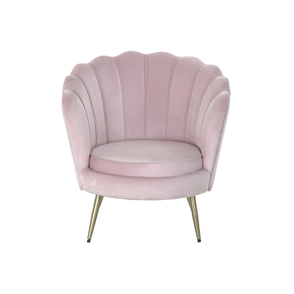 

DKD Home Decor Polyester Armchair With Curved Backrest And Metal Legs Pink (80 x 76 x 84 cm)