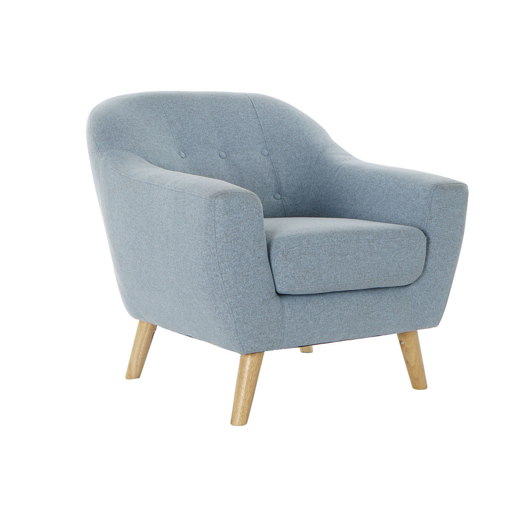 

DKD Home Decor Polyester Armchair With Curved Backrest And Rubber Wood Legs Sky Blue (81 x 80 x 80 cm)