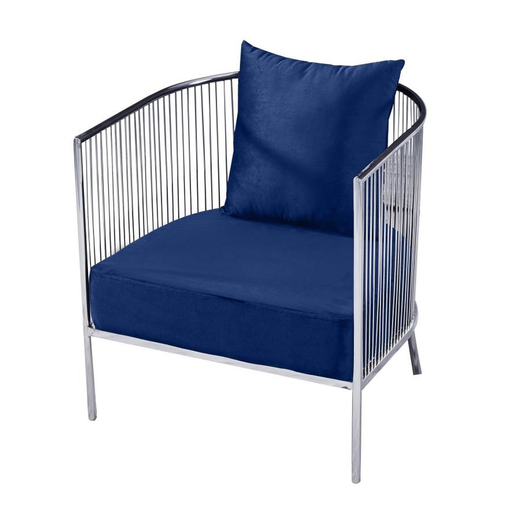 

DKD Home Decor Polyester Armchair With Curved Backrest And Metal Legs Navy Blue (66 x 69 x 70 cm)