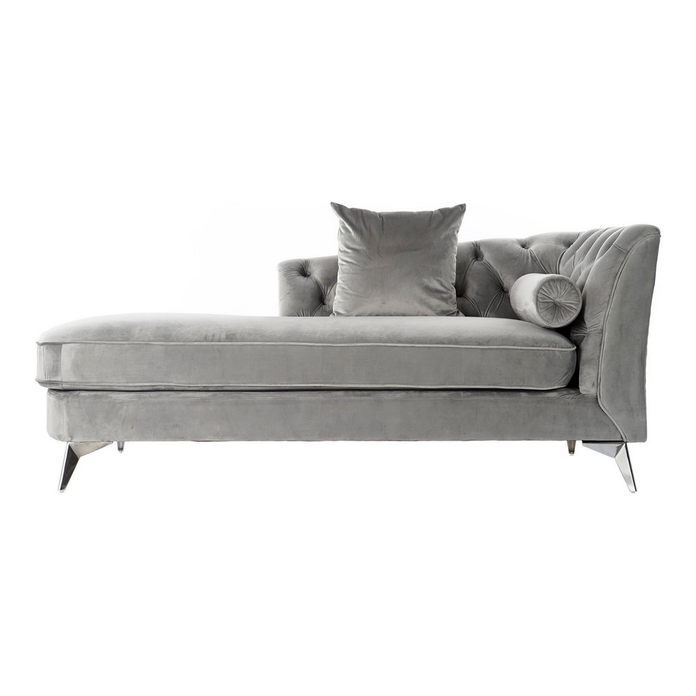 

Polyester Chaise Longue With Metal Legs Light Grey (188 x 92 x 81 cm)
