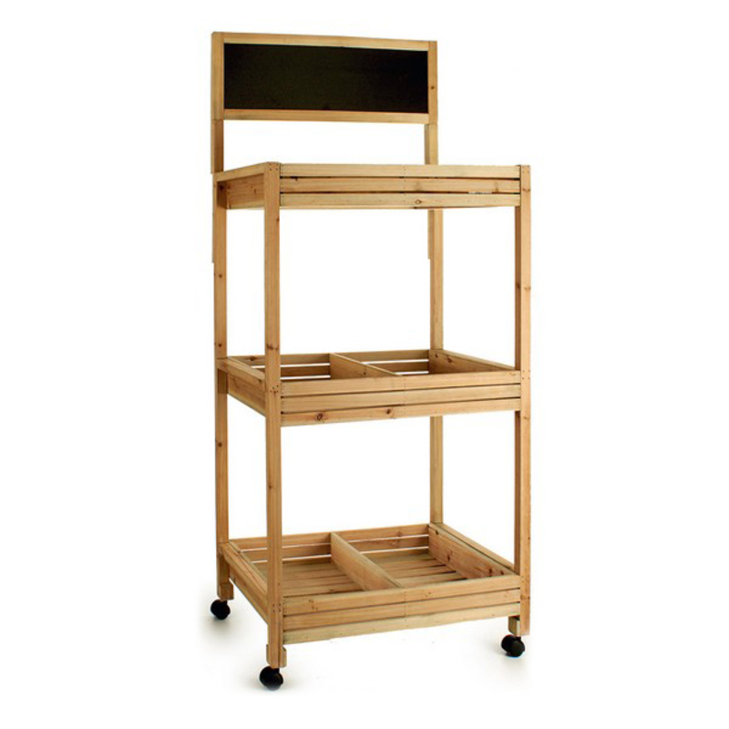 3-Layer Movable Wooden Shelf With Casters (41 x 159 x 69 cm)
