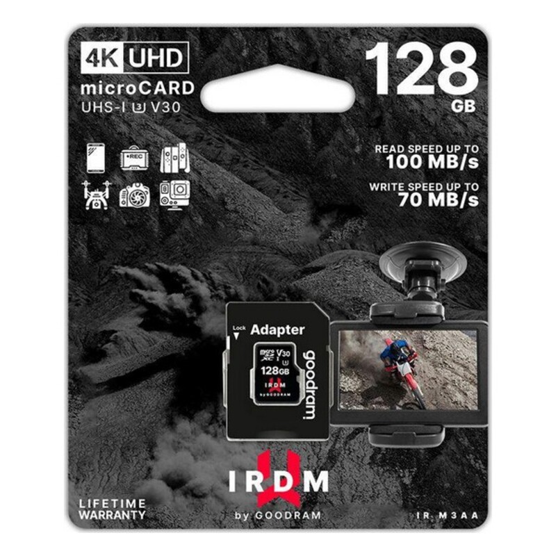 بطاقة ذاكرة GoodRam M3AA Micro SD مع محول 100 ميجابايت / ثانية (2.4 × 3.2 × 0.2 سم)