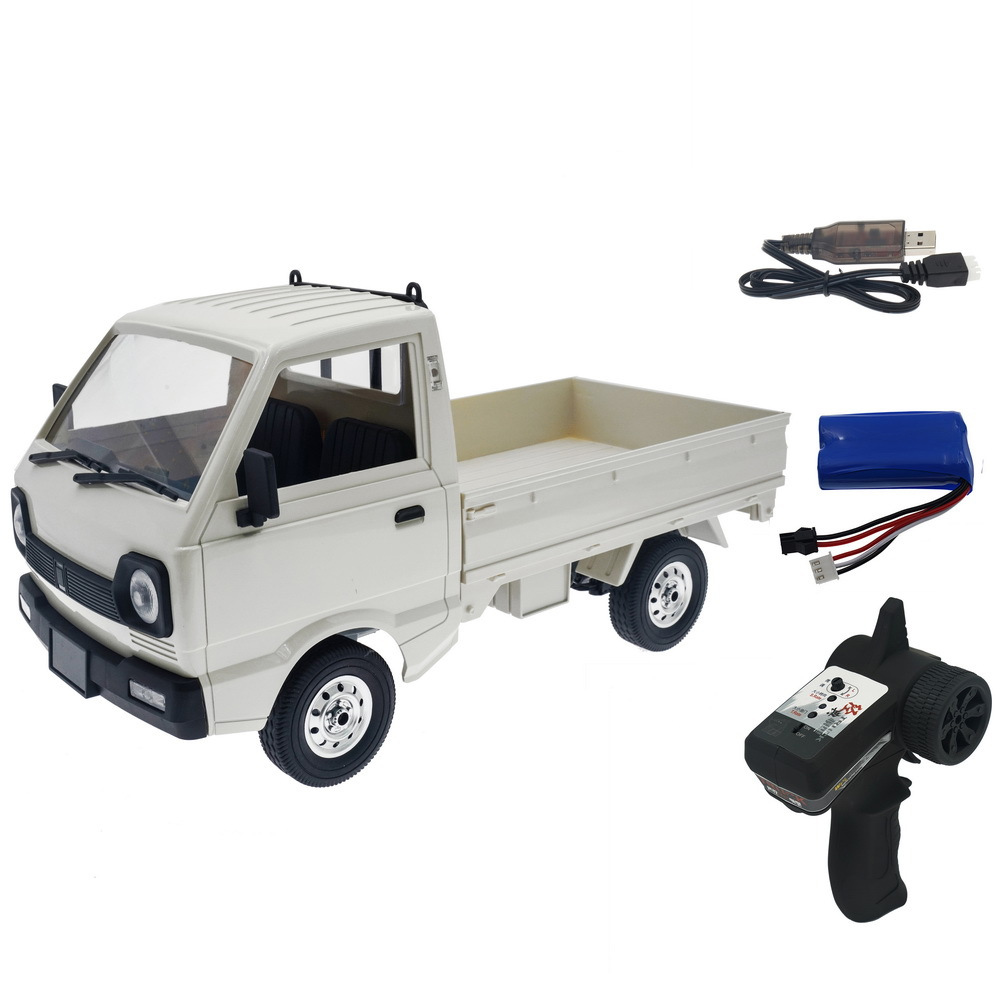 WPL D12 2.4G 1/10 2WD Off-road Military truck RC Car - White One Battery