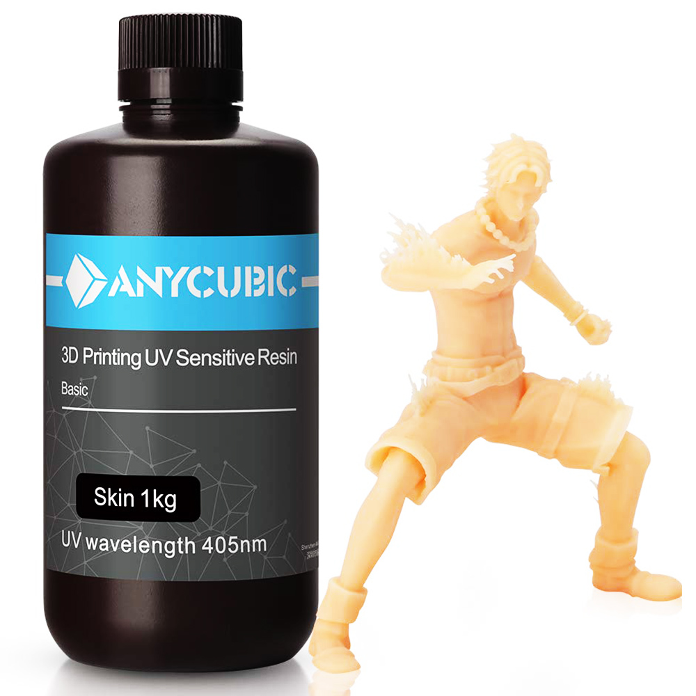 Anycubic 1kg 3D Printer Resin Filament, 405nm UV Plant-Based Rapid Resin, High Precision, Quick Curing, Skin Color