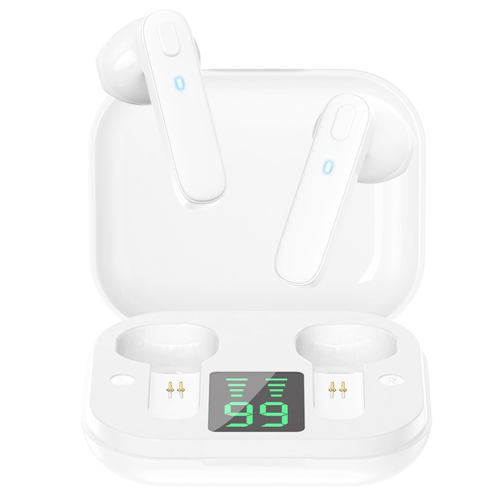 

R20 TWS Earphones with Mic Bluetooth Deep Bass True Stereo IPX7 Waterproof - White