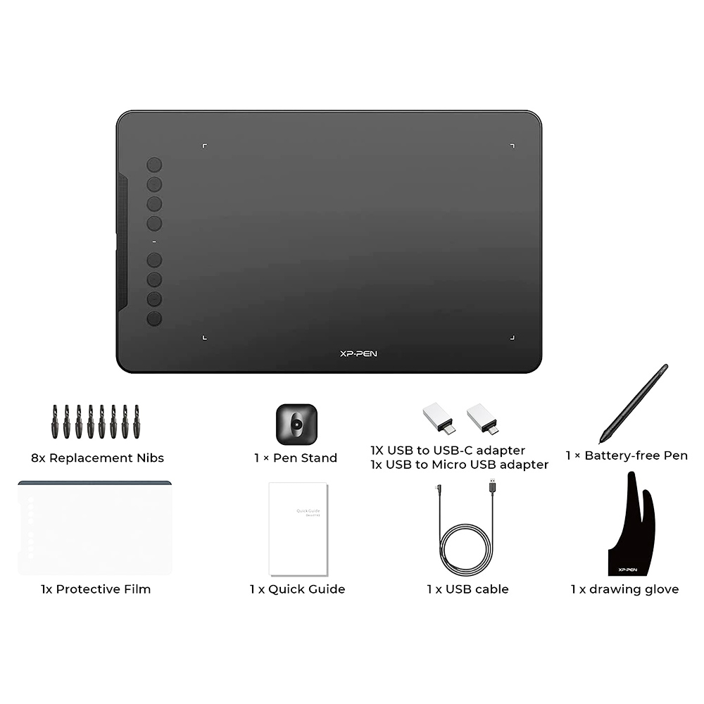 XPPEN Deco 01 V2 Graphic Tablet with 10 Inch Work Surface Black