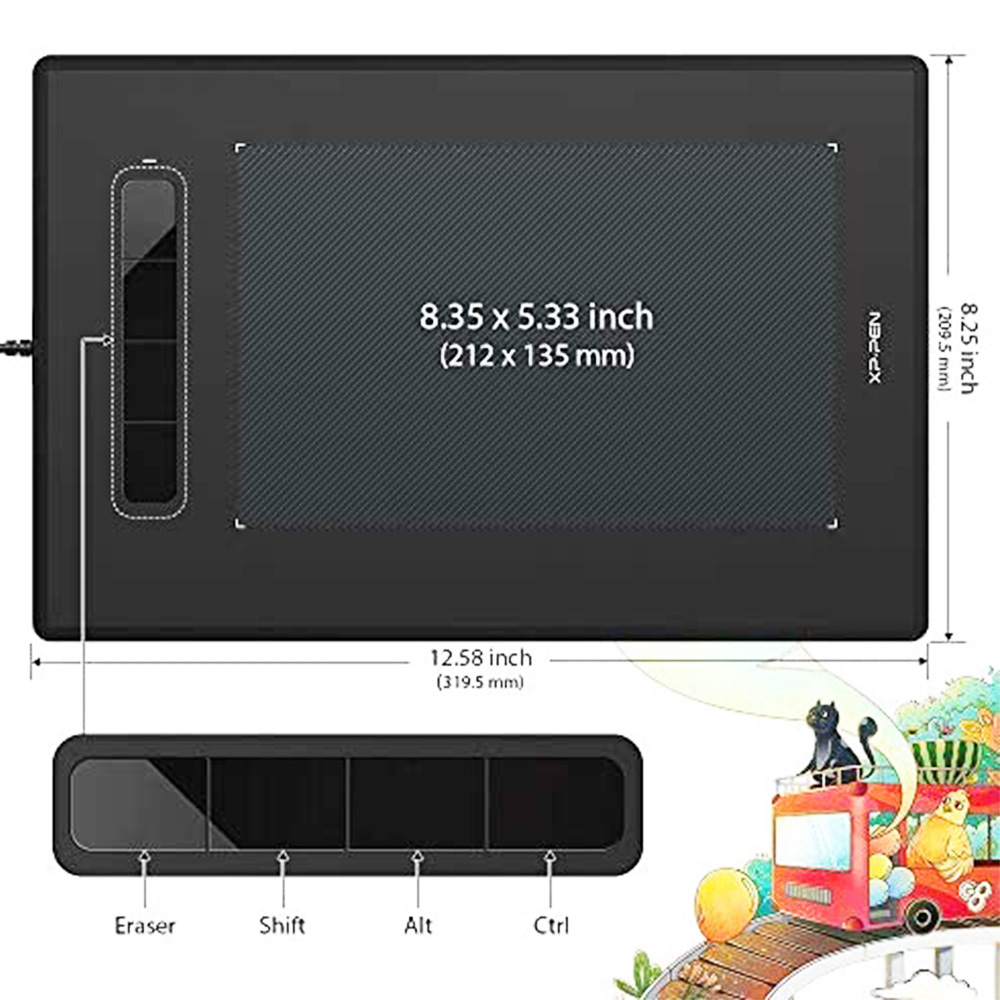 XPPEN Star G960 Graphic Tablet with 8.35 Inch Work Surface Black