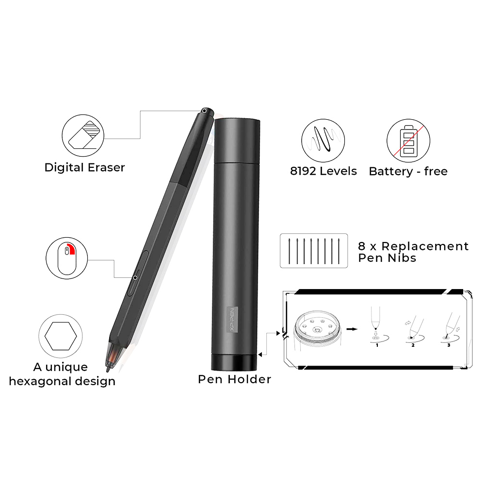 XPPen Artist 12 Graphic Tablet with 11.6 Inch Display Black