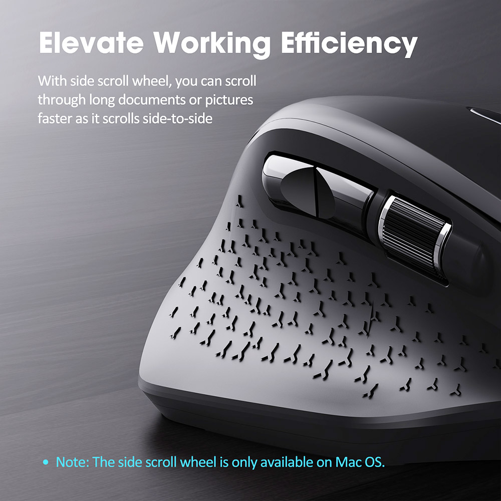 Multifunctional Wireless Mouse with Side Scroll Wheel Black
