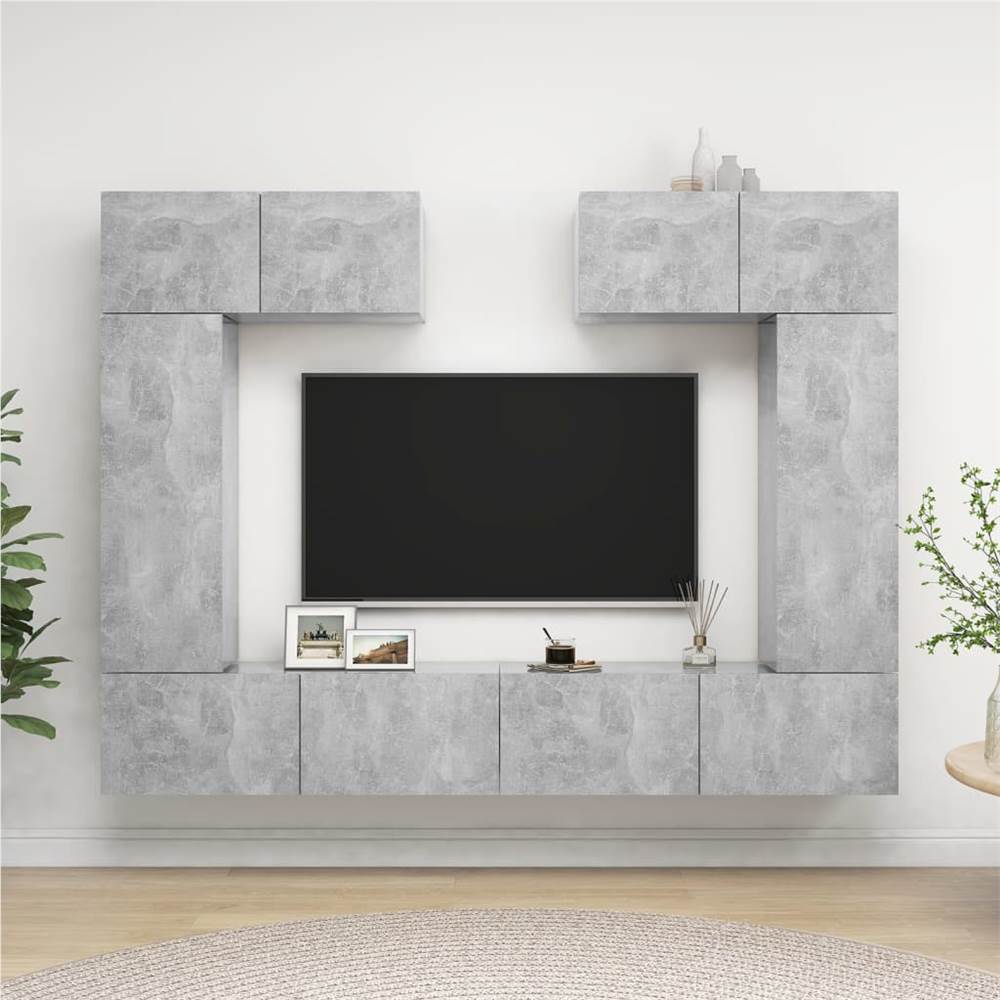 

6 Piece TV Cabinet Set Concrete Grey Chipboard