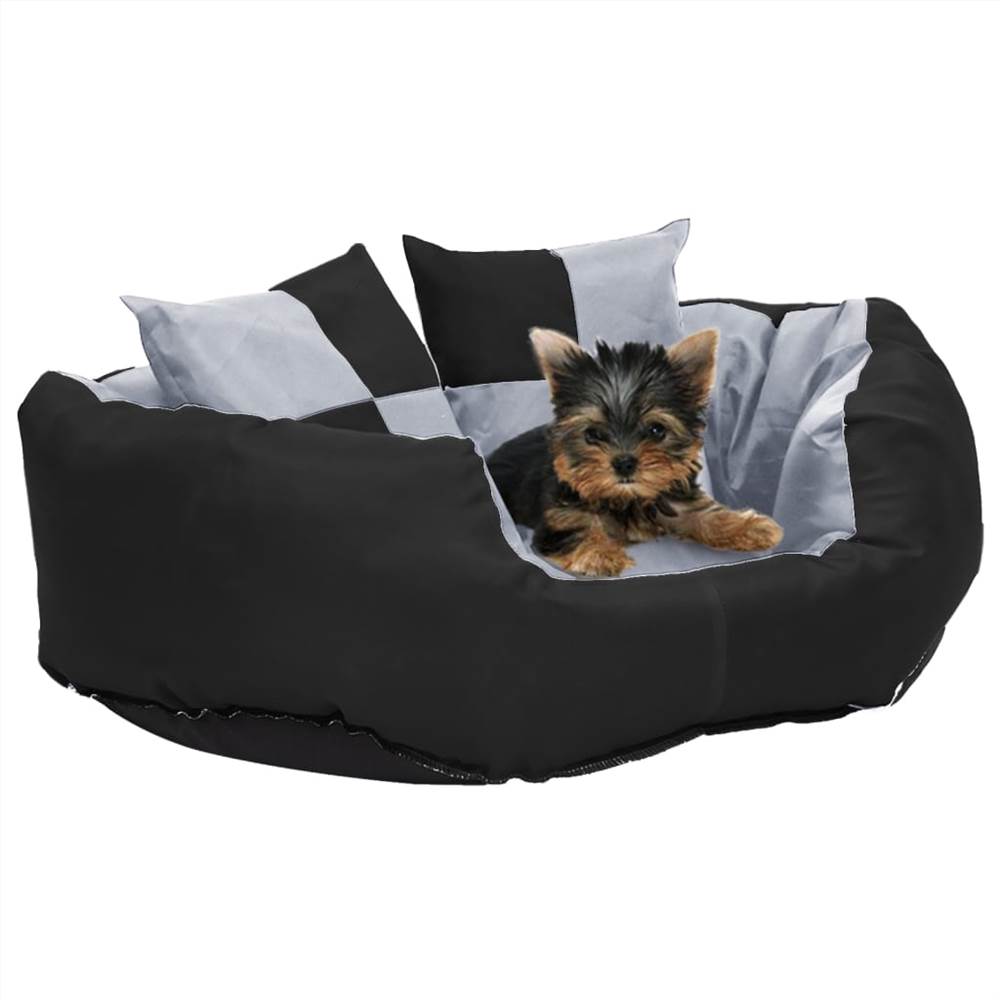 Reversible & Washable Dog Cushion Grey and Black 65x50x20 cm