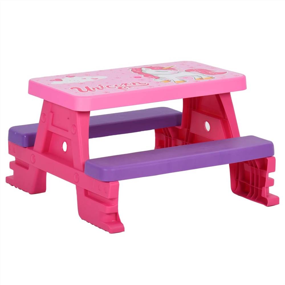 Tavolo da picnic per bambini con panche 79x69x42 cm Rosa