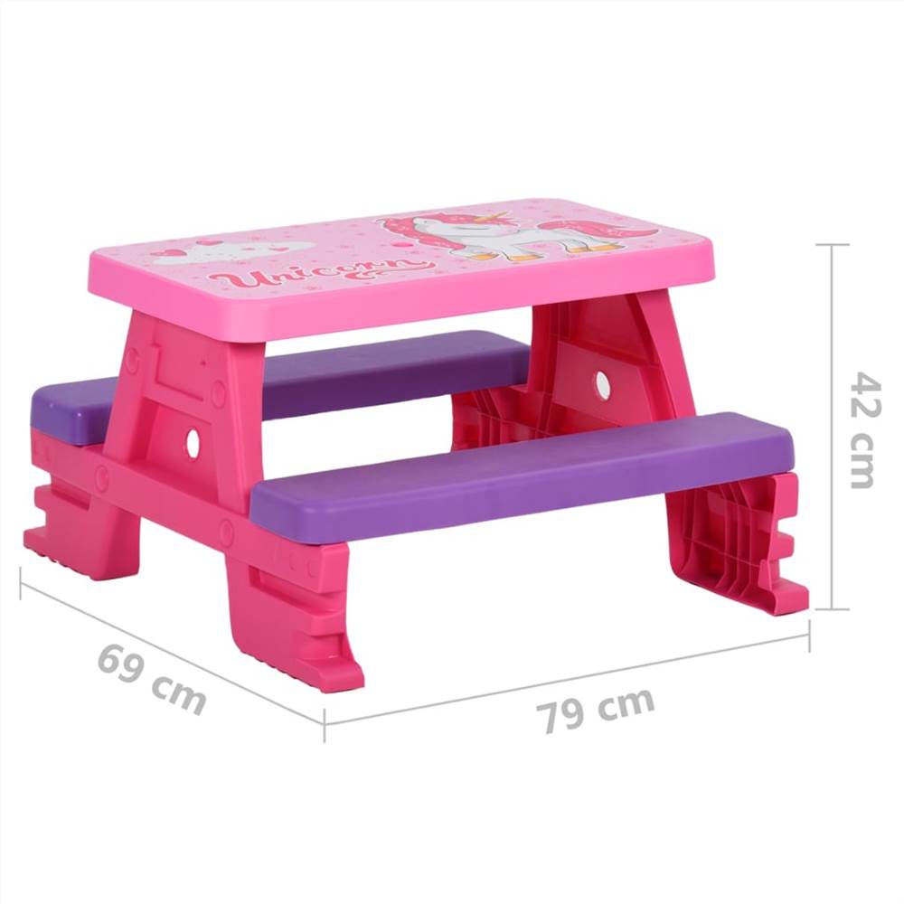Kids Picnic Table with Benches 79x69x42 cm Pink
