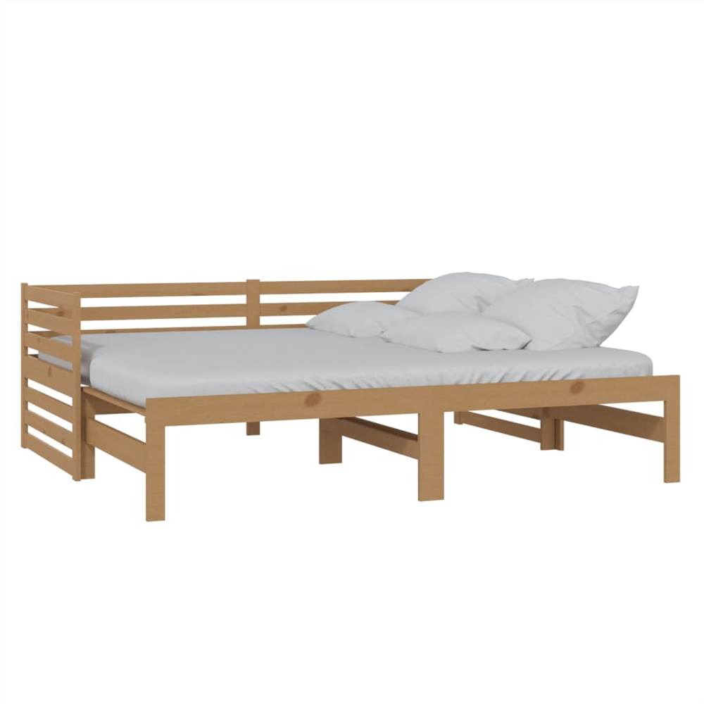 Pullout Day Bed Honey Brown Solid Pinewood 2x