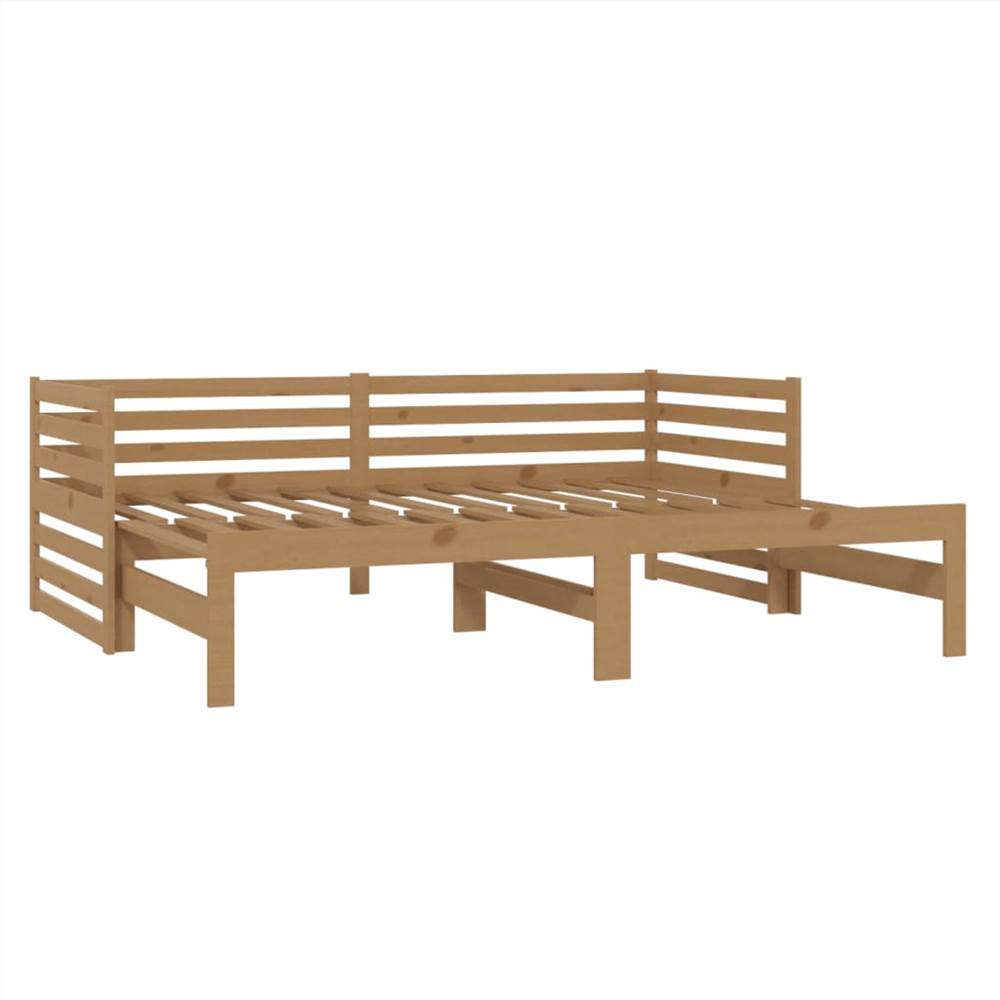 Pull-out Day Bed Honey Brown Solid Pinewood 2x