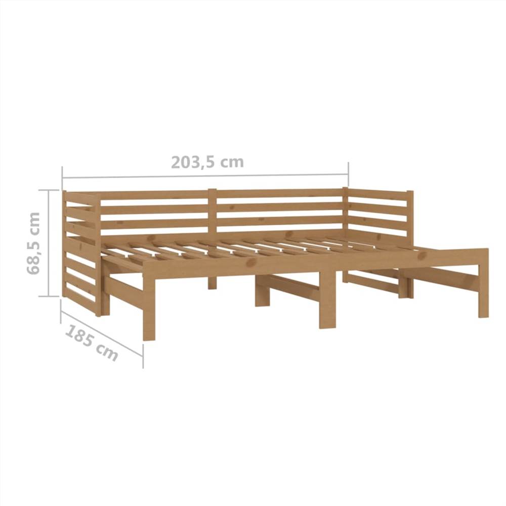 Pull-out Day Bed Honey Brown Solid Pinewood 2x