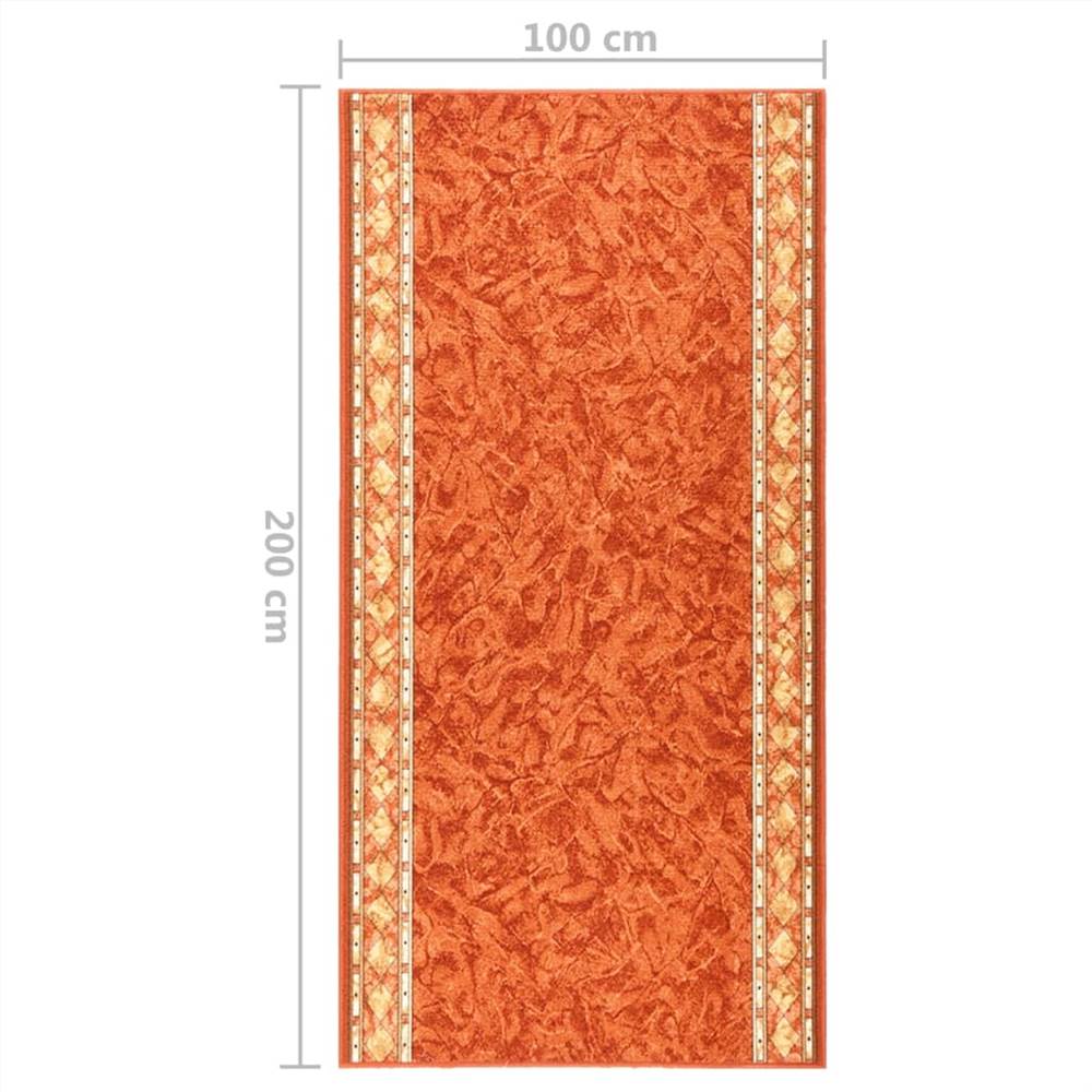 Carpet Runner Terracotta 100x200 cm Anti Slip