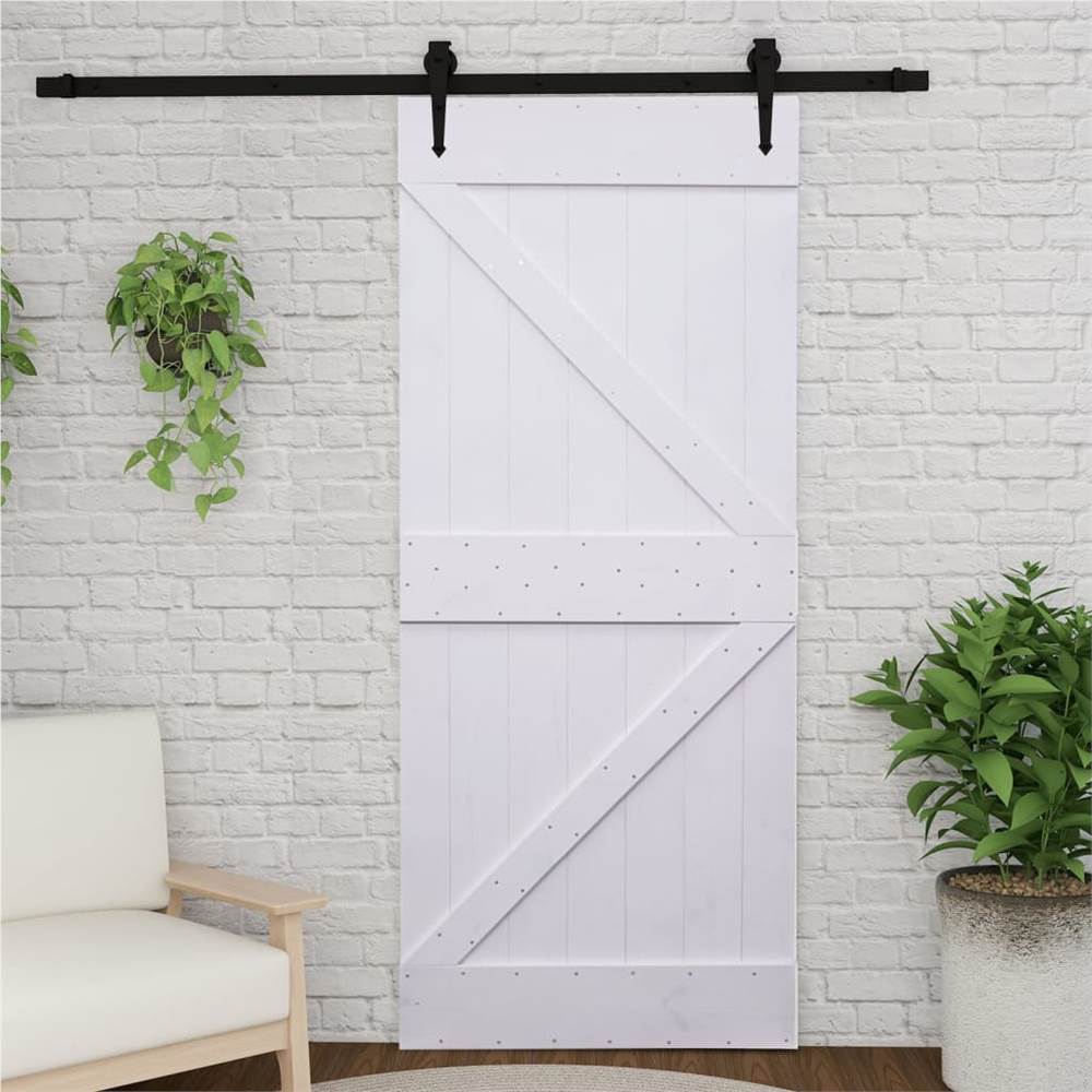 

Sliding Door with Hardware Set 100x210 cm Solid Pine Wood White