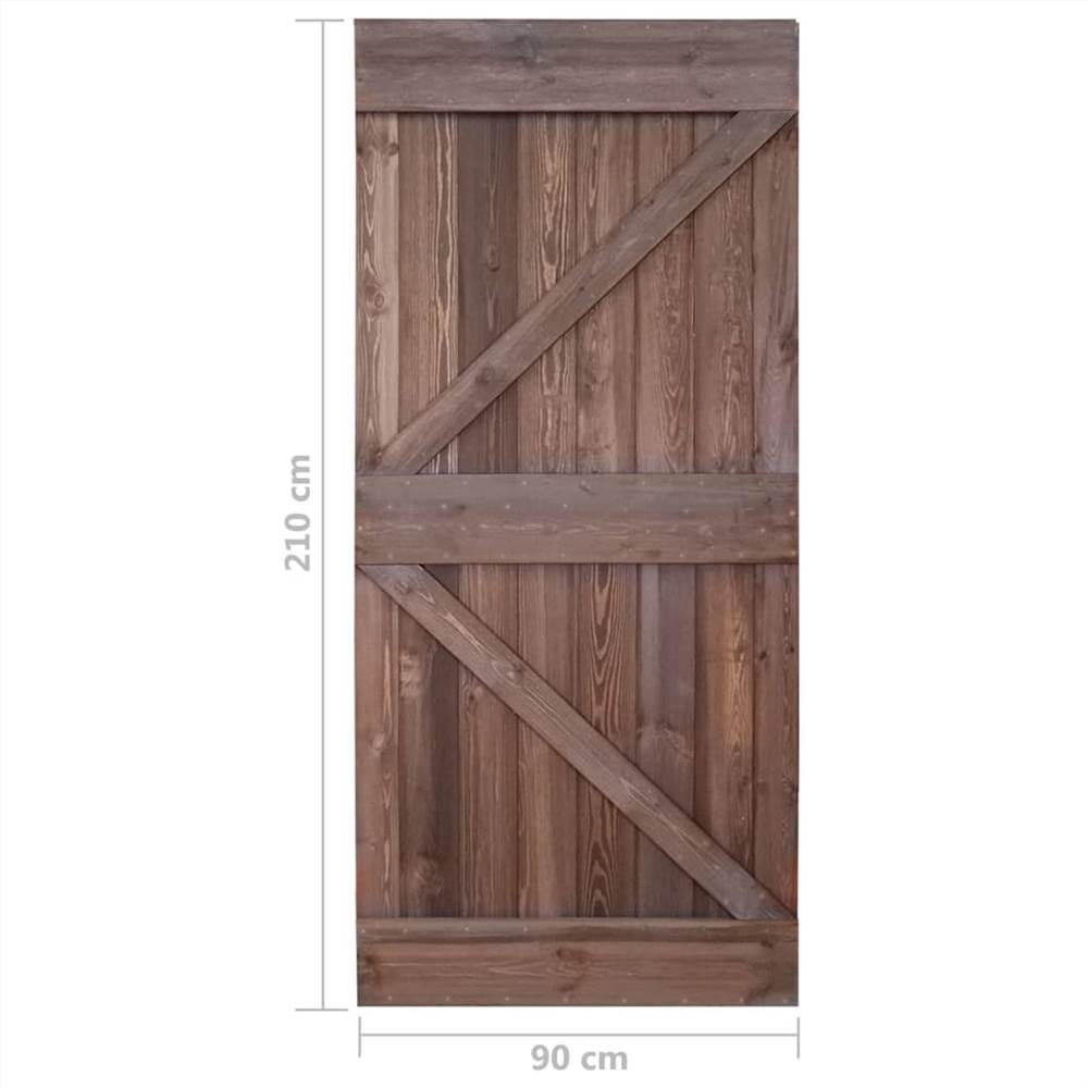 Sliding Door with Hardware Set 90x210 cm Pine Wood Dark Brown