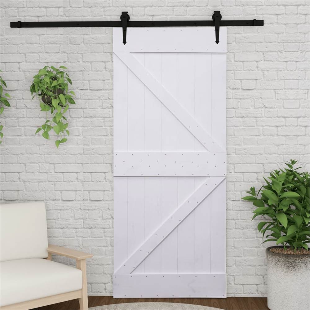 

Sliding Door with Hardware Set 90x210 cm Solid Pine Wood White