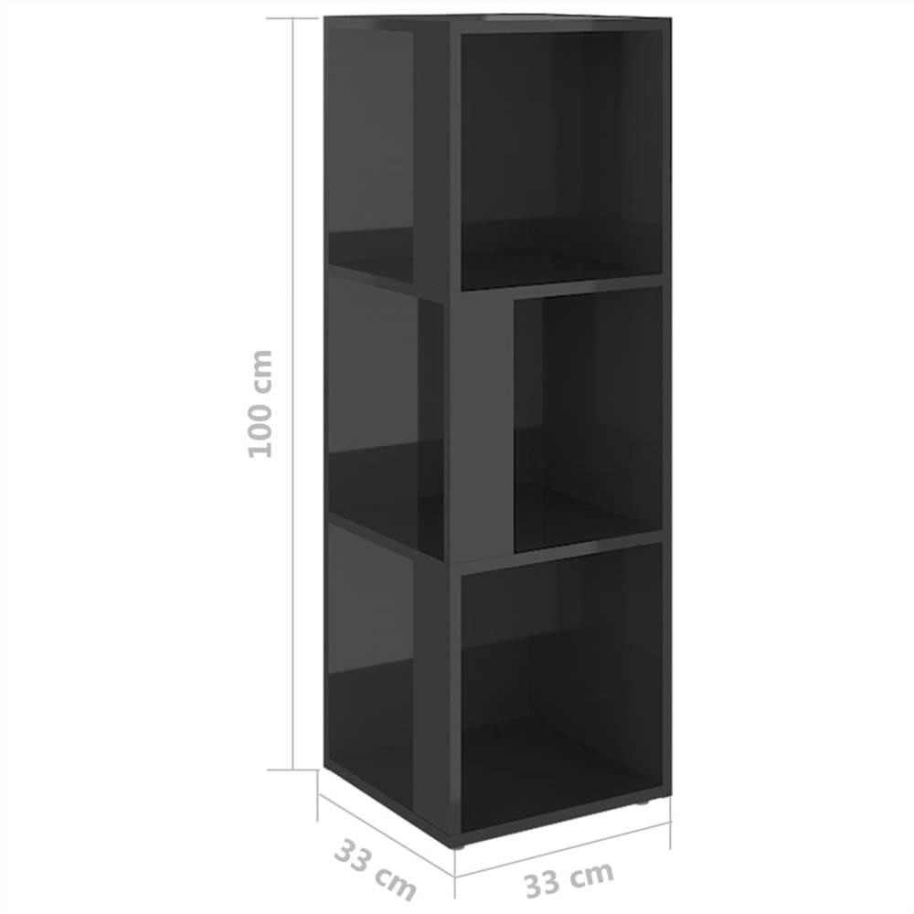 Corner High Gloss Black 33x33x100 cm Chipboard