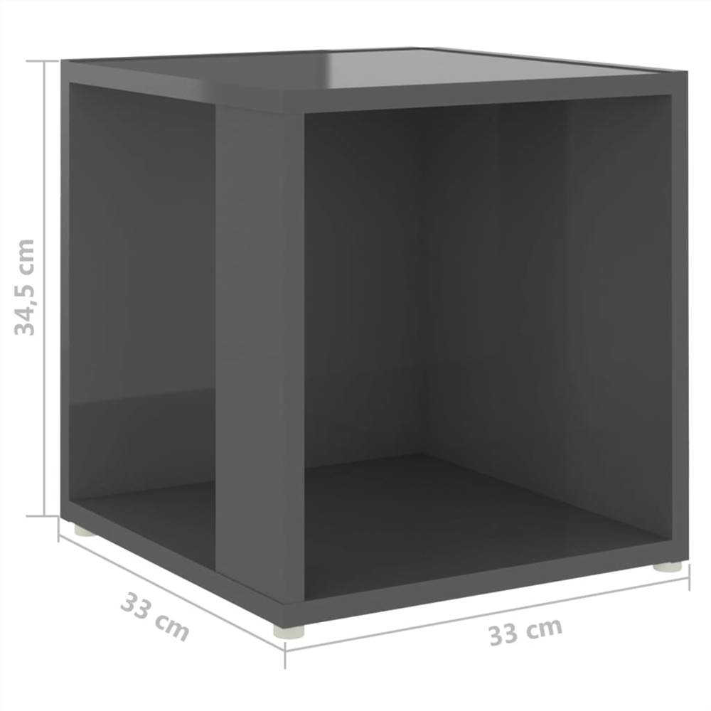Side Table High Gloss Grey 33x33x34.5 cm Chipboard