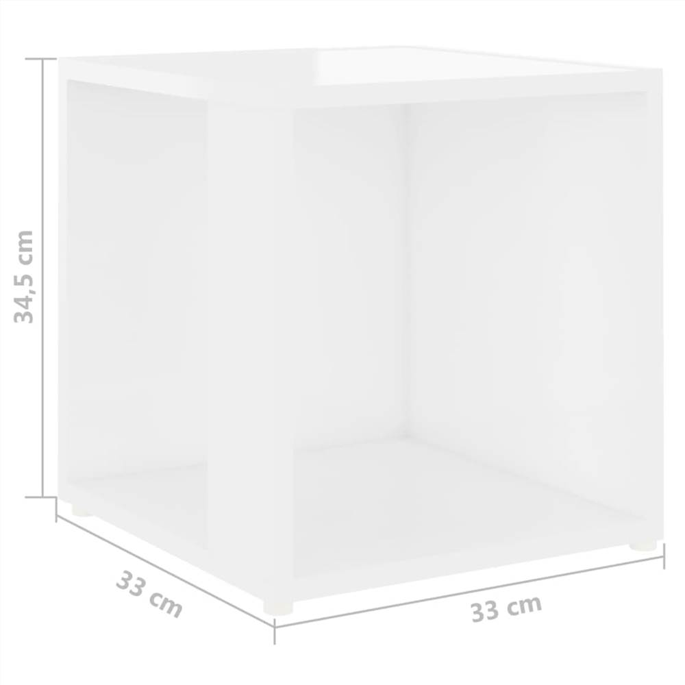 Side Table High Gloss White 33x33x34.5 cm Chipboard