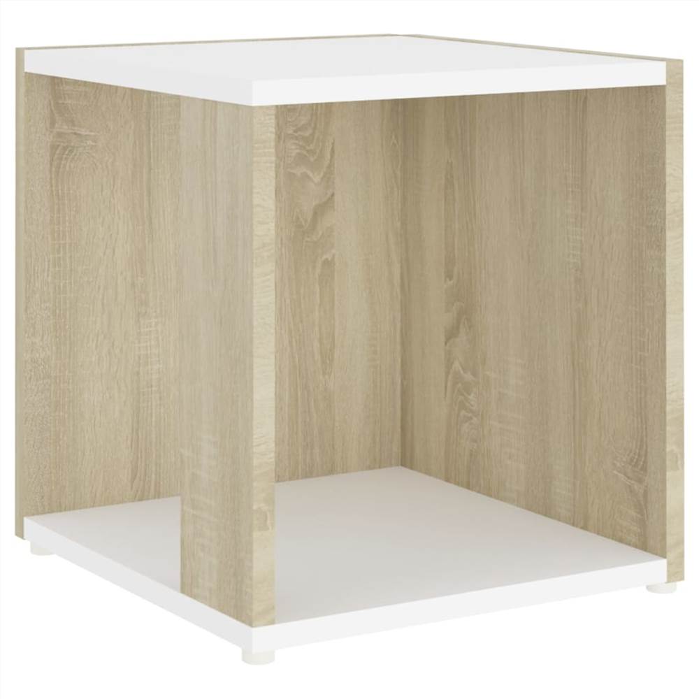 Tavolino bianco e rovere Sonoma 33x33x34.5 cm Truciolare