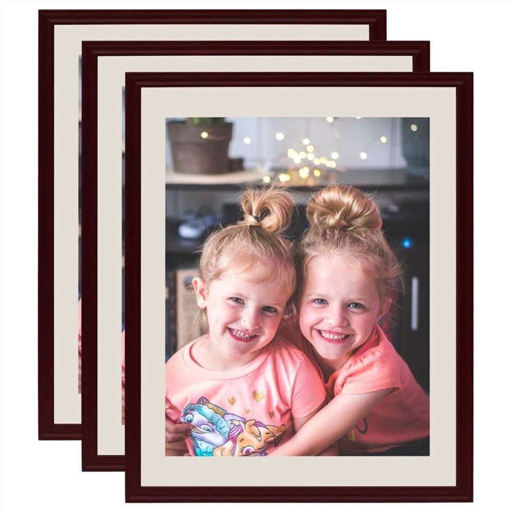 

Photo Frames Collage 3 pcs for Wall or Table Dark Red 18x24 cm