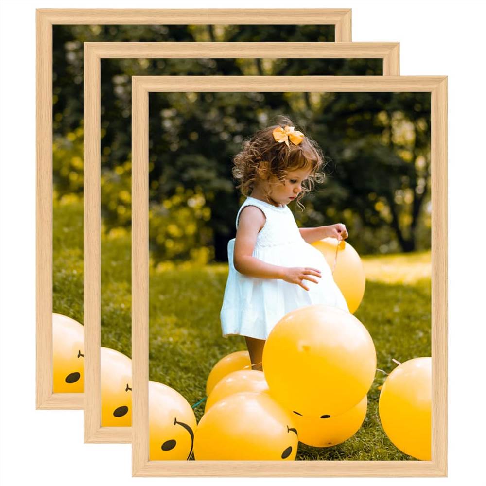 

Photo Frames Collage 3 pcs for Wall or Table Light Oak 20x25 cm