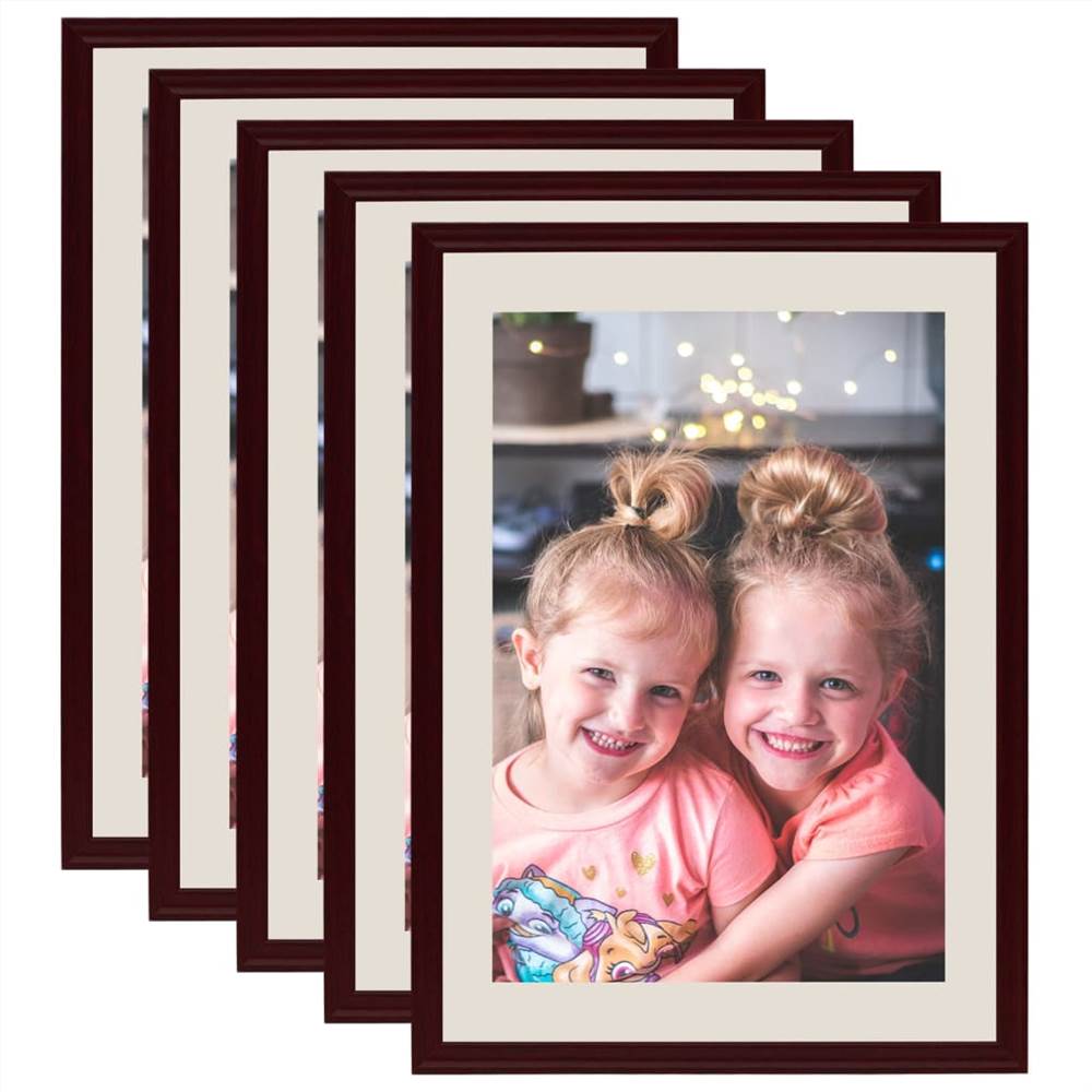 Photo Frames Collage 5 pcs for Wall or Table Dark Red 50x70 cm