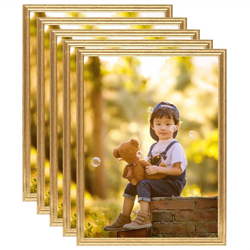 Photo Frames Collage 5 pcs for Wall or Table Gold 40x50 cm MDF