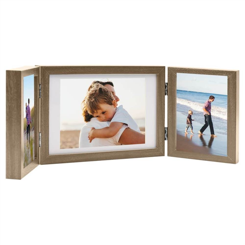 Trifold Photo Frame Collage Light Brown 28x18 cm+2x