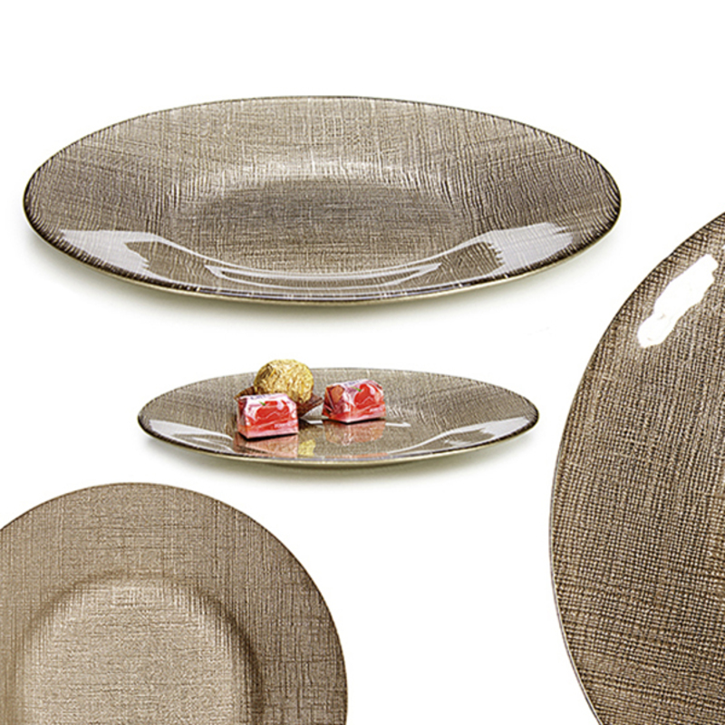 

Kitchen Tableware Crystal Plate Dark Grey (21 x 2 x 21 cm)