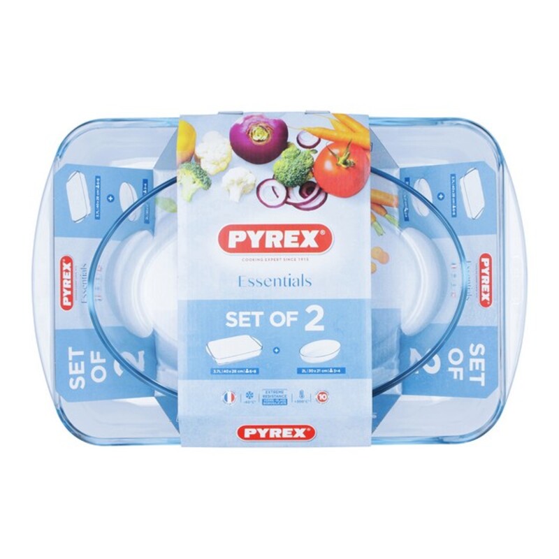 Set of Oven Dishes Pyrex Essentials Borosilicate Glass (30 x 21 cm + 40 x 27 cm) (2 pcs)