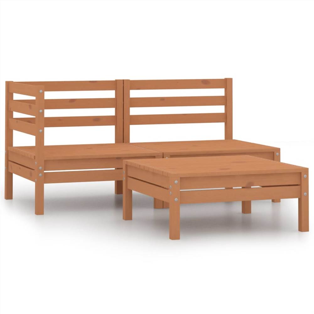

3 Piece Garden Lounge Set Solid Pinewood Honey Brown