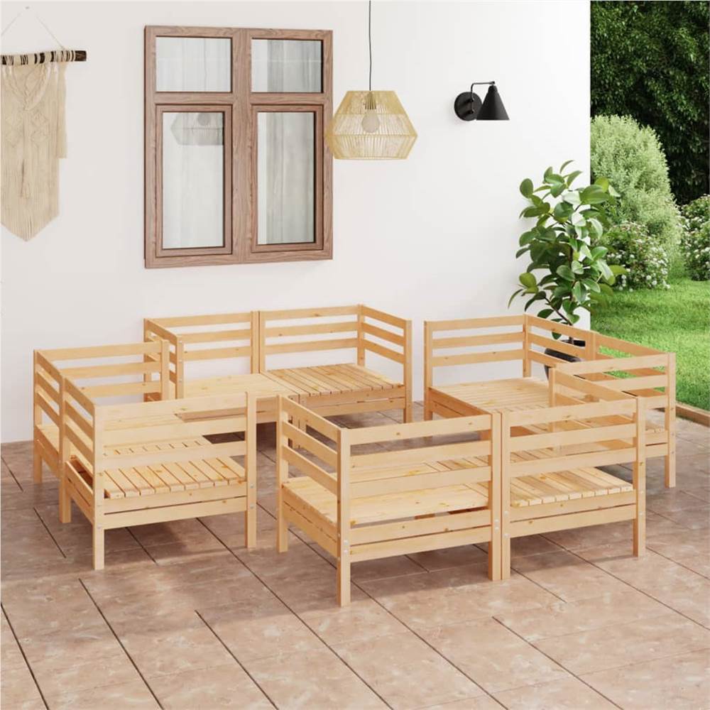 

8 Piece Garden Lounge Set Solid Pinewood