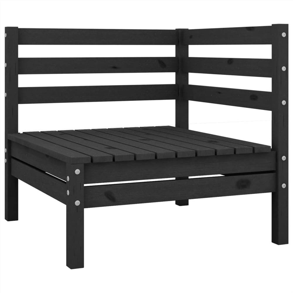 

Garden Corner Sofa Black Solid Pinewood