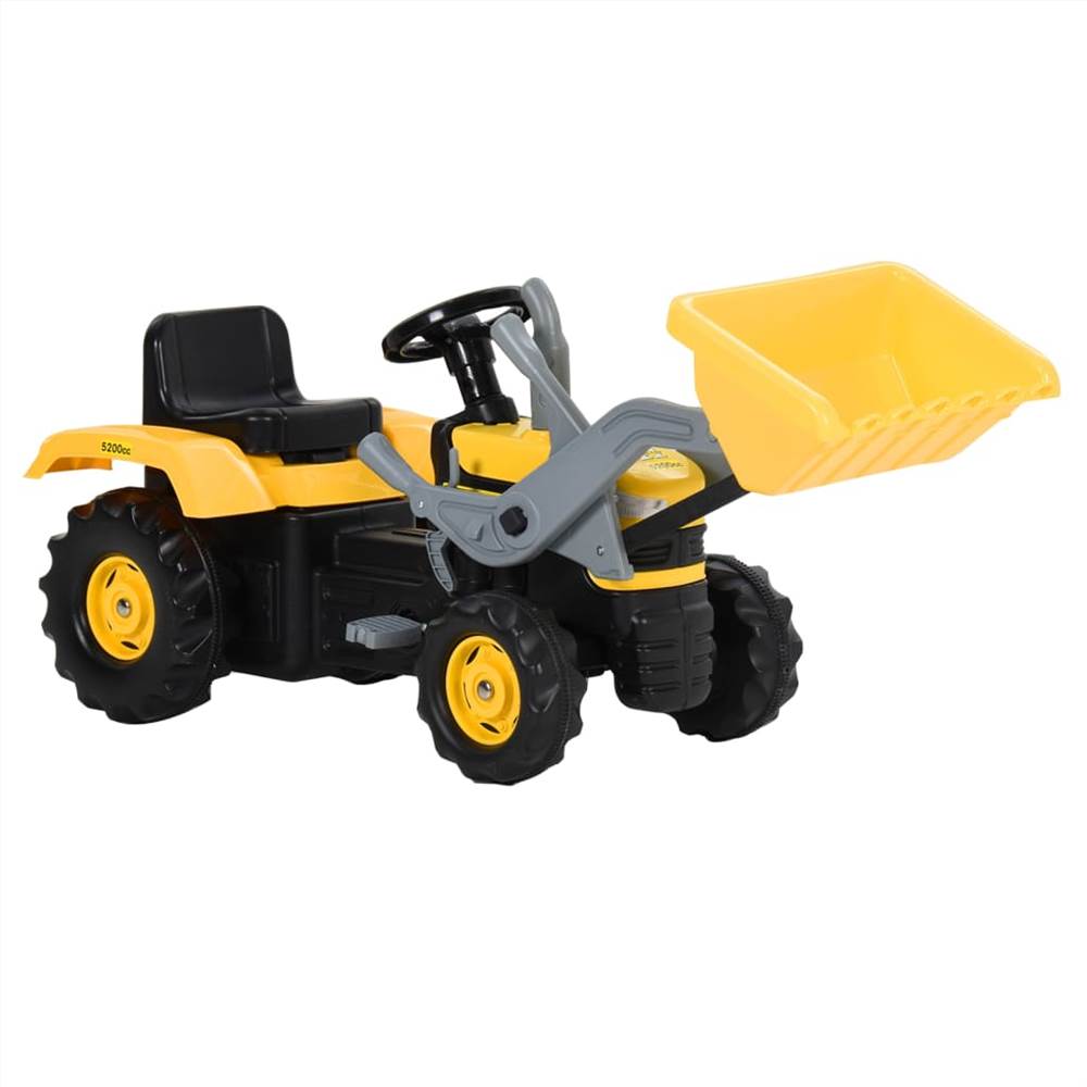 Педальный трактор с экскаватором для детей Желтый и Черный