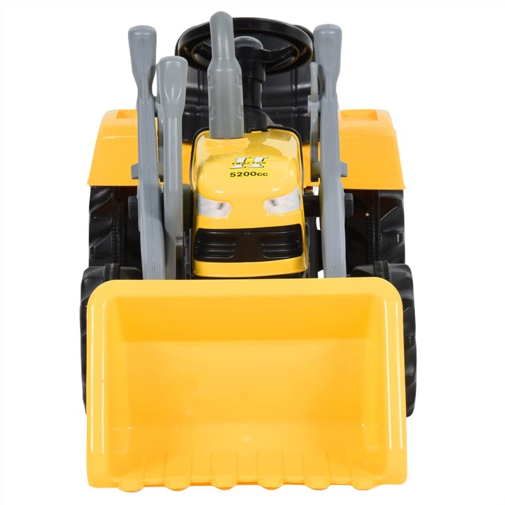 Pedal Tractor with Excavator for Kids Yellow and Black