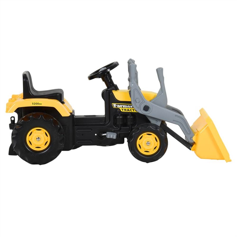 Pedal Tractor with Excavator for Kids Yellow and Black