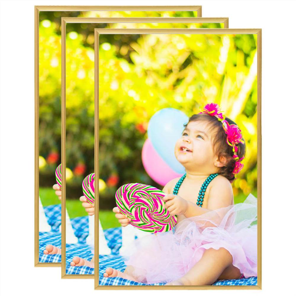 Photo Frames Collage 3 pcs for Wall or Table Gold 13x18 cm MDF