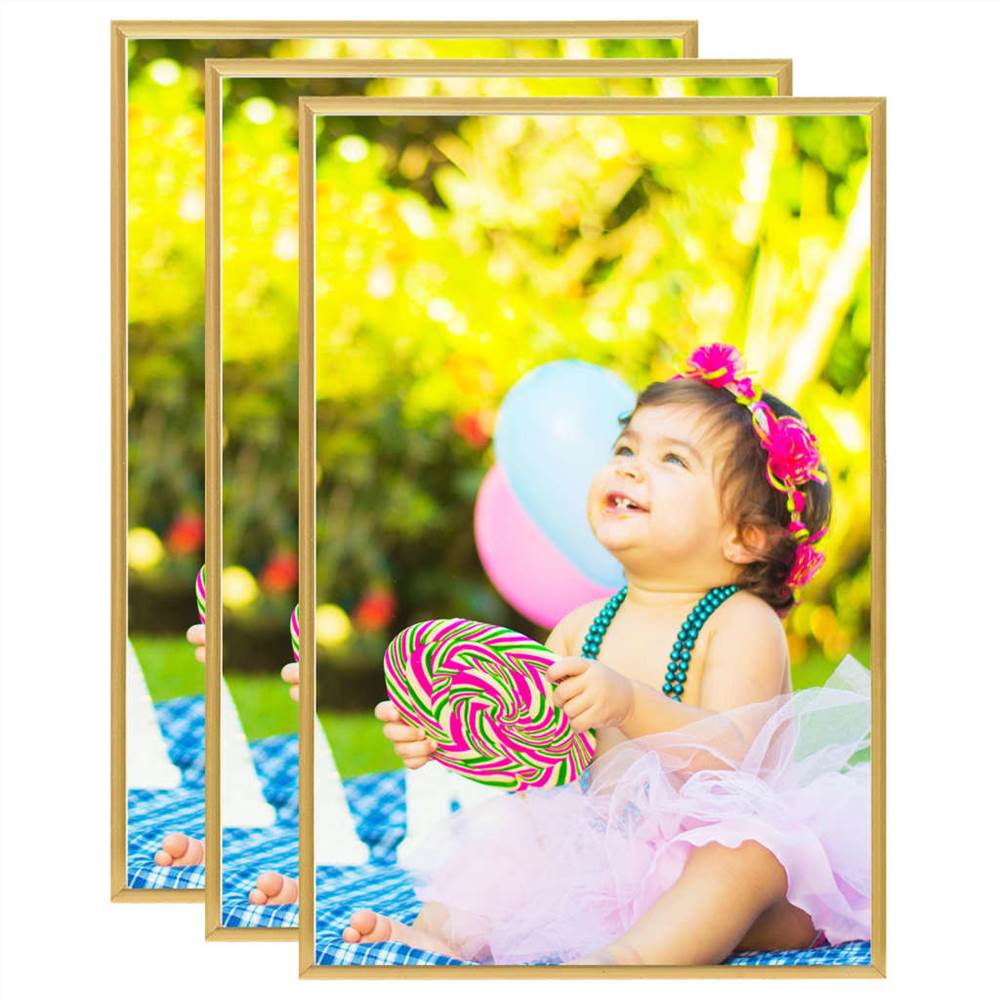 Photo Frames Collage 3 pcs for Wall or Table Gold 42x59.4cm MDF