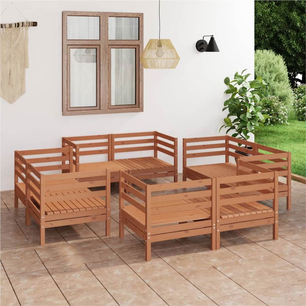

8 Piece Garden Lounge Set Honey Brown Solid Pinewood