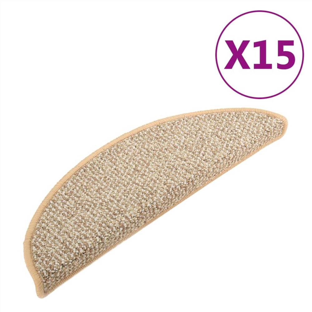 Carpet Stair Treads 15 pcs Light Brown 56x20 cm