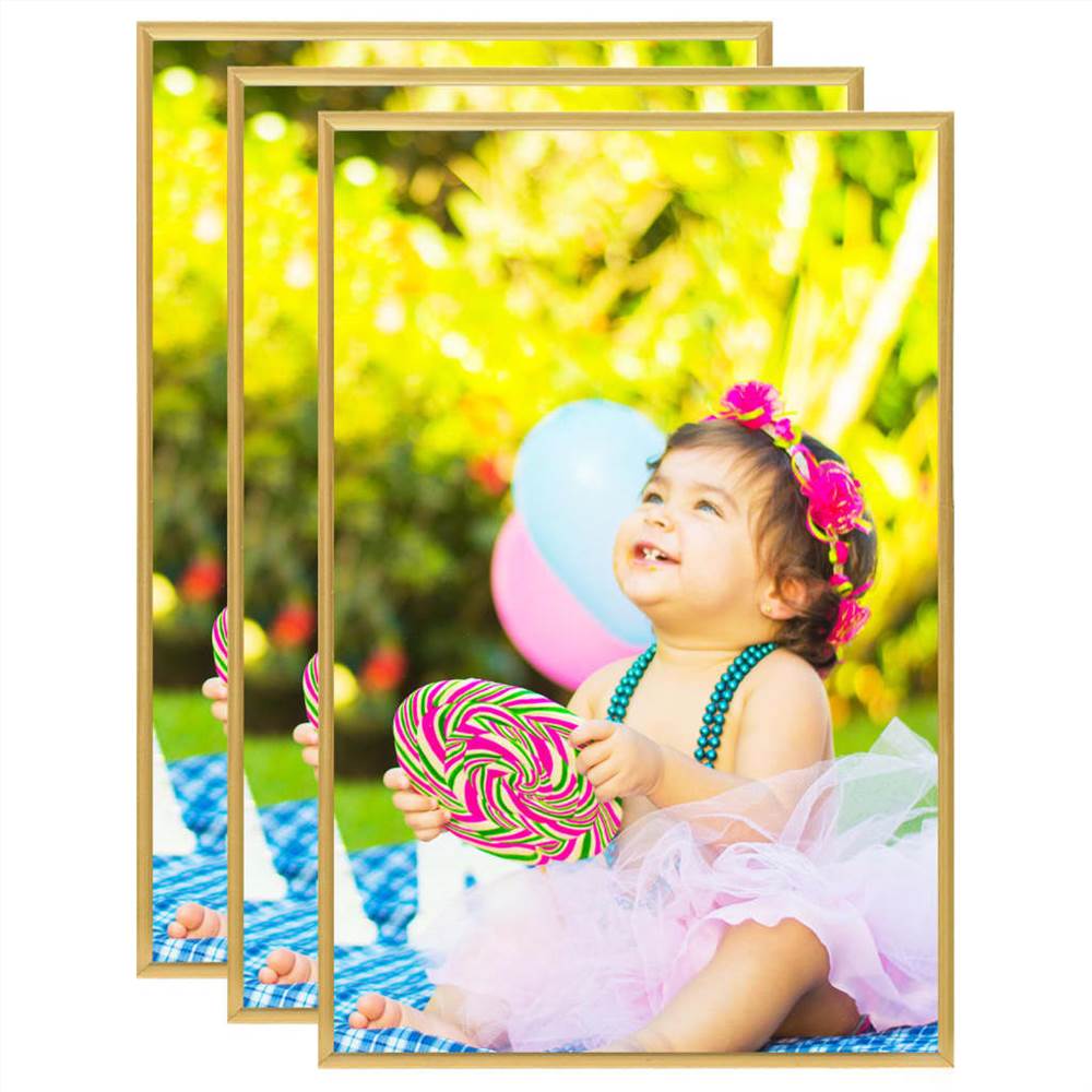 

Photo Frames Collage 3 pcs for Wall or Table Gold 28x35 cm MDF