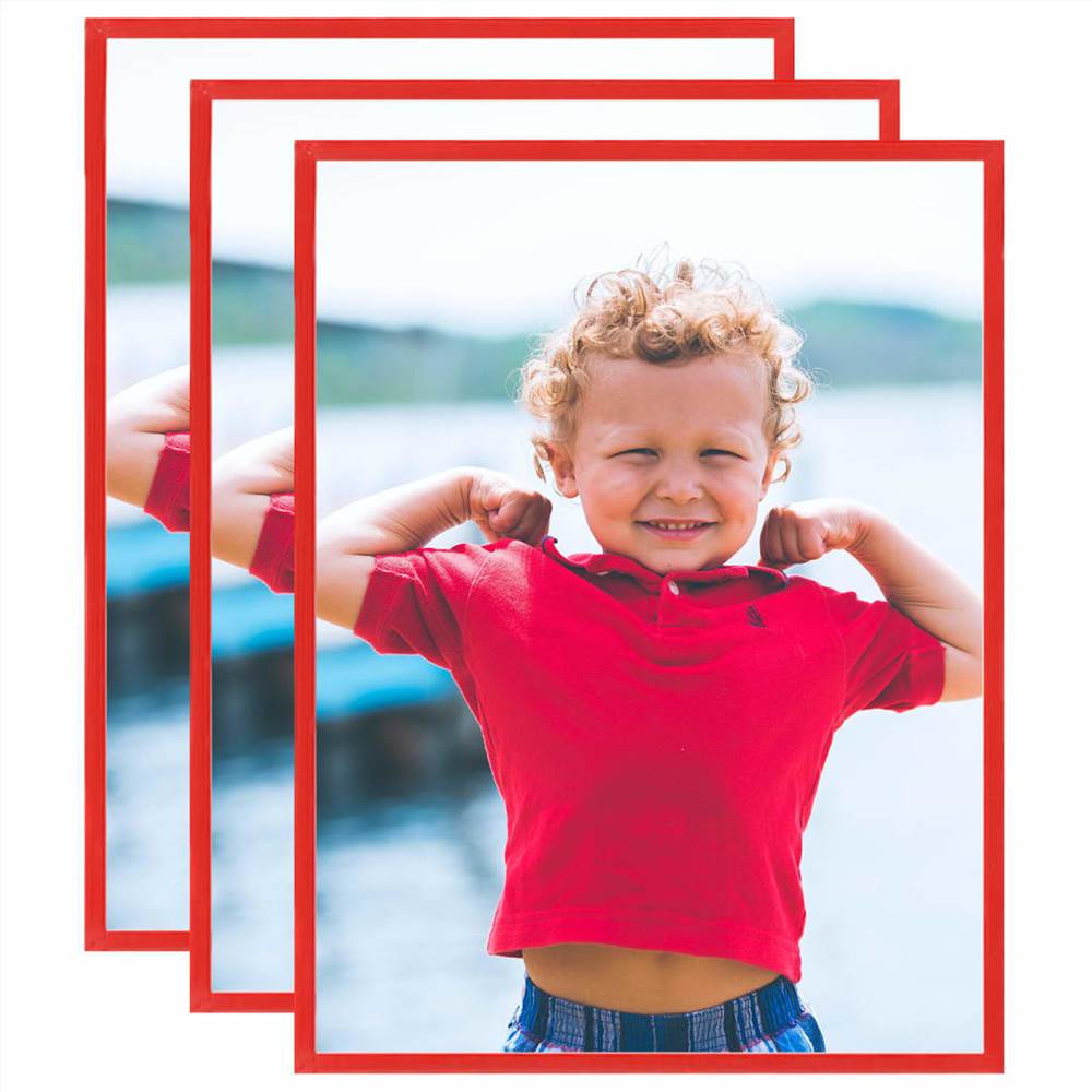 

Photo Frames Collage 3 pcs for Wall or Table Red 20x25 cm MDF