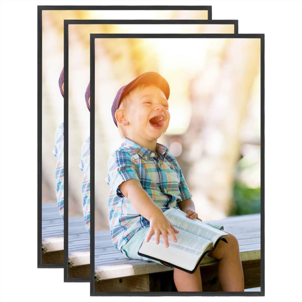 Photo Frames Collage 3pcs for Wall or Table Black 59.4x84cm MDF