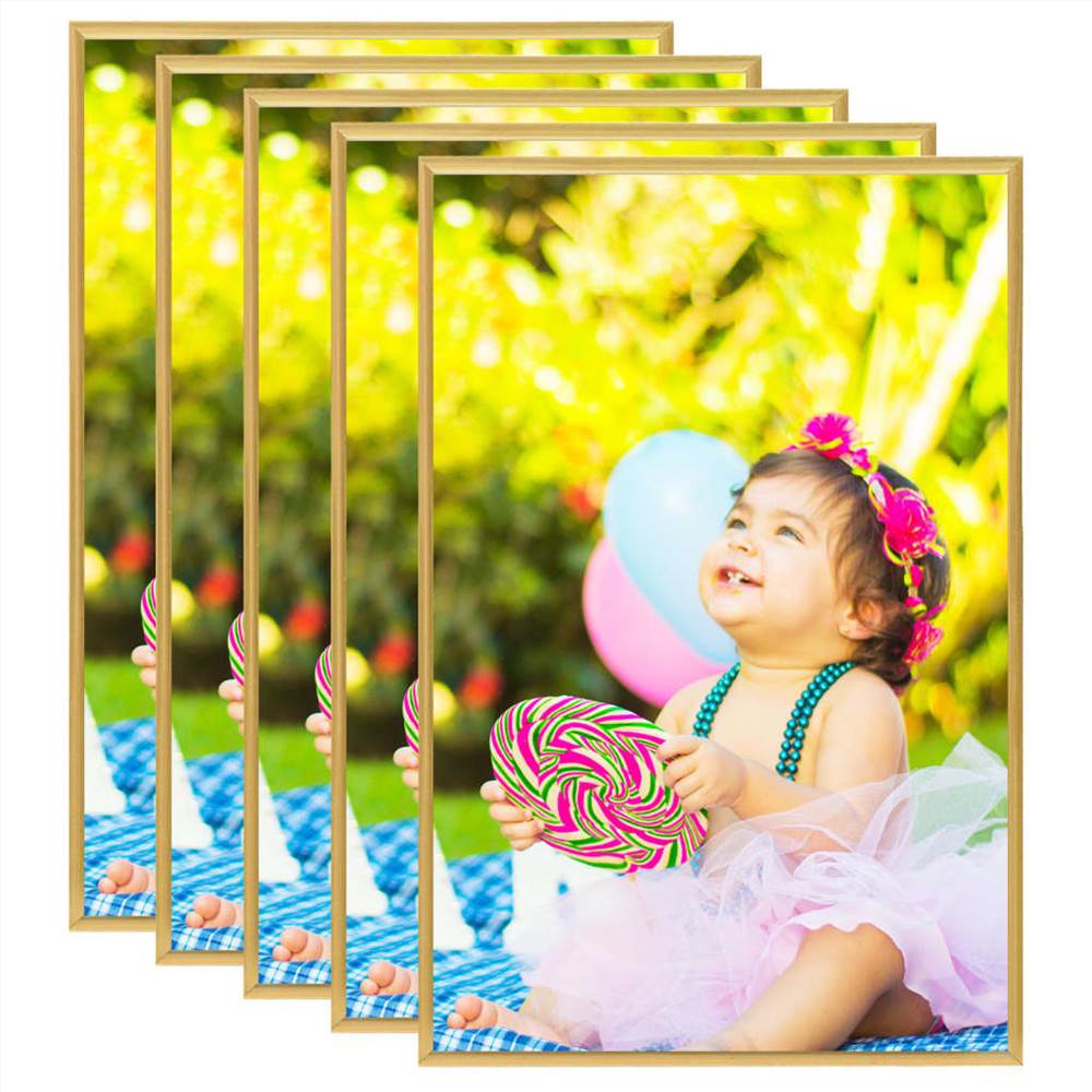 Photo Frames Collage 5 pcs for Wall or Table Gold 21x29.7cm MDF